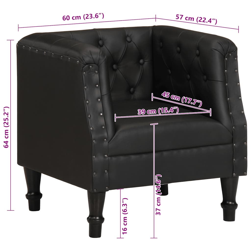 vidaXL Fotel, czarny, skóra naturalna