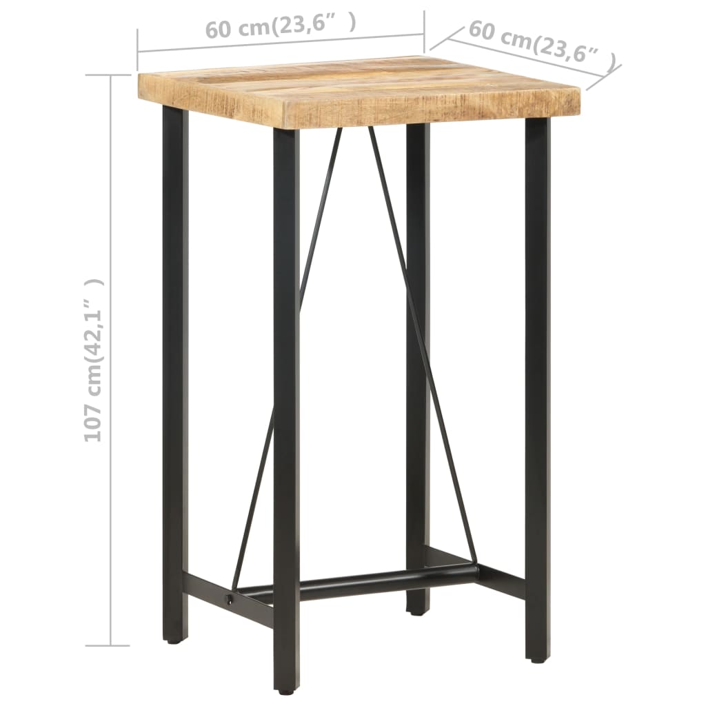 vidaXL Stolik barowy, 60x60x107 cm, surowe drewno mango