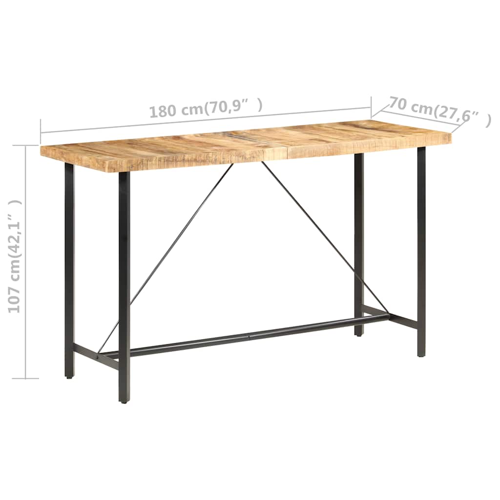 vidaXL Stolik barowy, 180x70x107 cm, surowe drewno mango