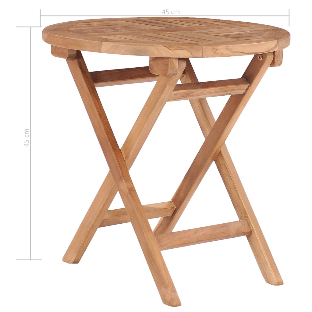 vidaXL Składany stolik ogrodowy, 45 cm, lite drewno tekowe