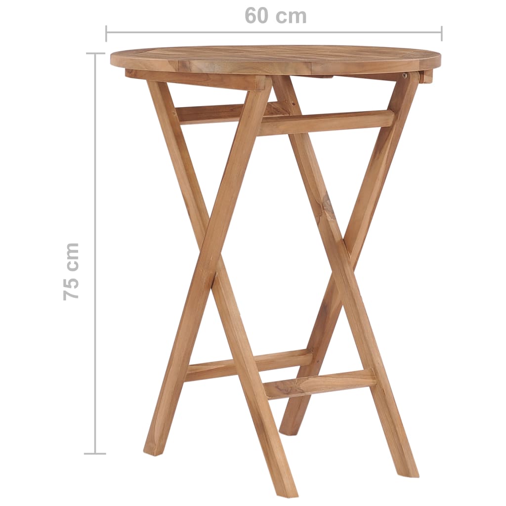 vidaXL Składany stół ogrodowy, 60 cm, lite drewno tekowe