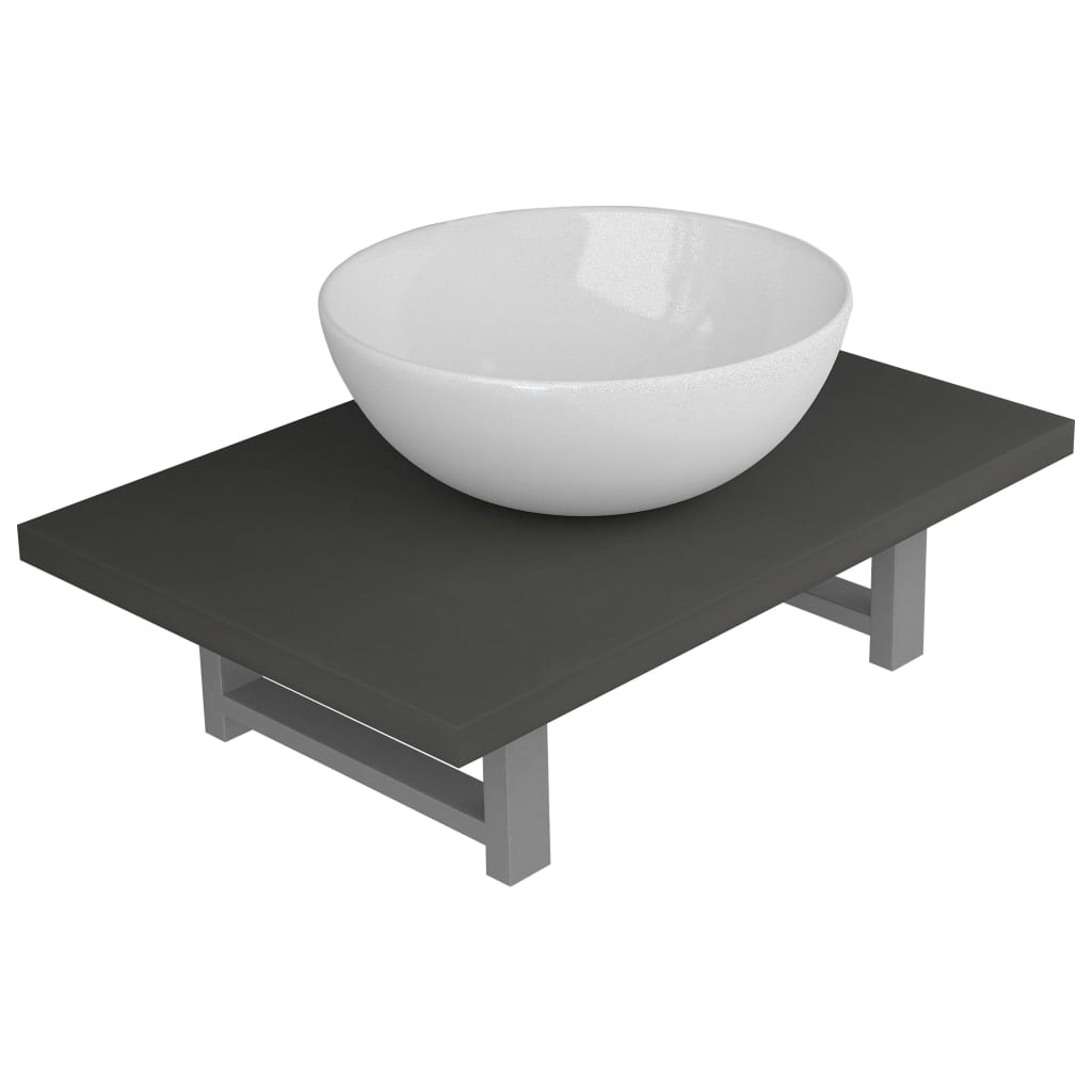 vidaXL Dwuczęściowy zestaw mebli do łazienki, ceramiczny, szary