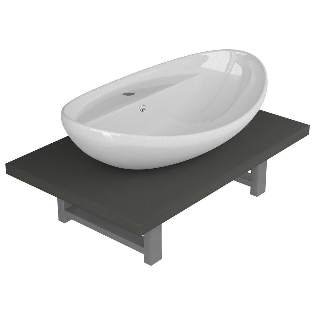 vidaXL Dwuczęściowy zestaw mebli do łazienki, ceramiczny, szary