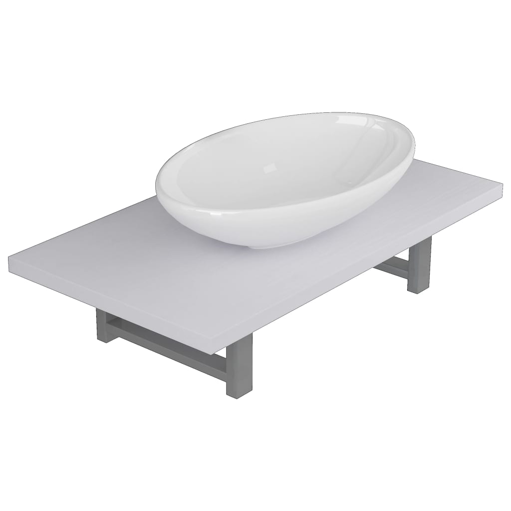 vidaXL Dwuczęściowy zestaw mebli do łazienki, ceramiczny, biały