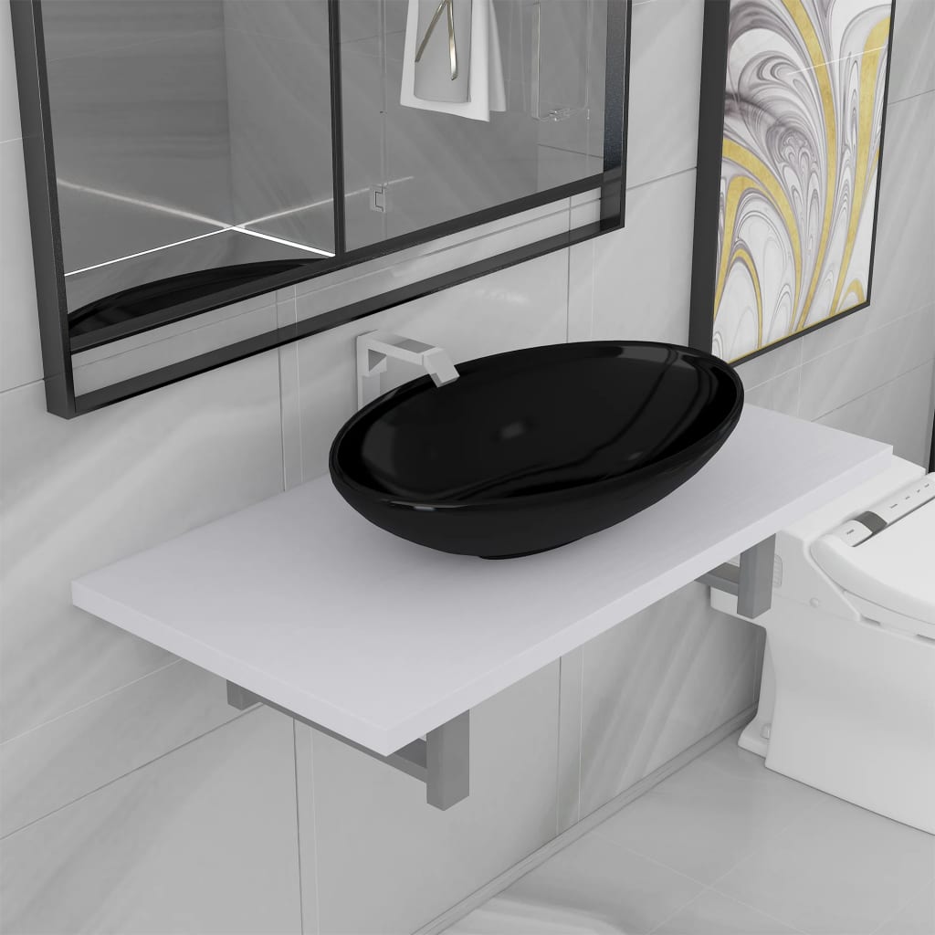 vidaXL Dwuczęściowy zestaw mebli do łazienki, ceramiczny, biały