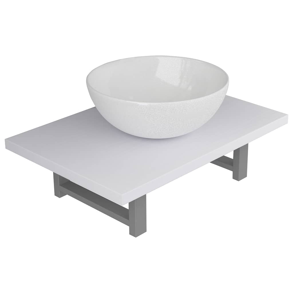 vidaXL Dwuczęściowy zestaw mebli do łazienki, ceramiczny, biały