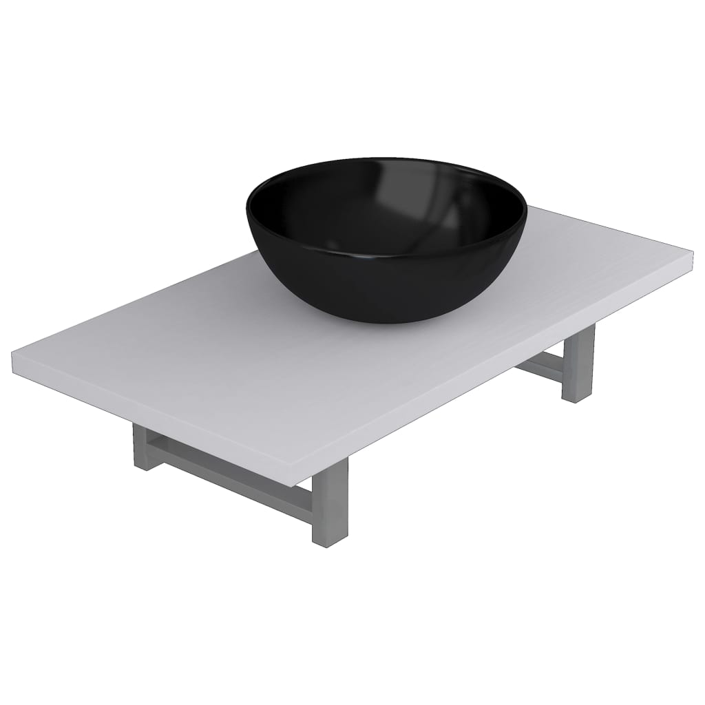 vidaXL Dwuczęściowy zestaw mebli do łazienki, ceramiczny, biały