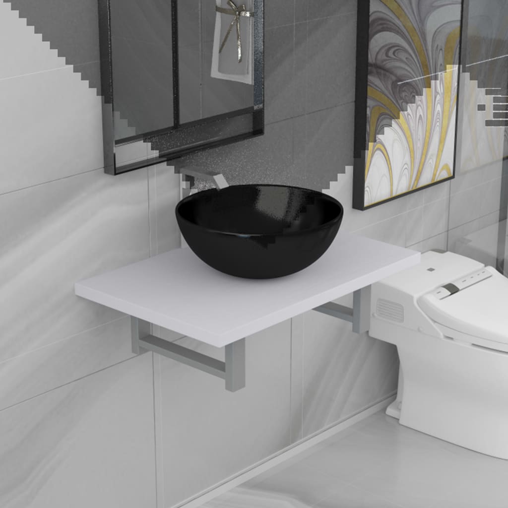 vidaXL Dwuczęściowy zestaw mebli do łazienki, ceramiczny, biały