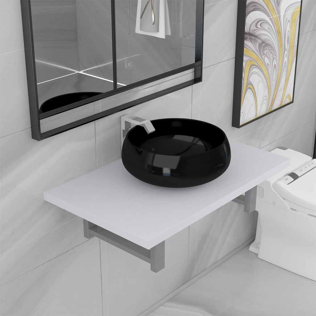 vidaXL Dwuczęściowy zestaw mebli do łazienki, ceramiczny, biały