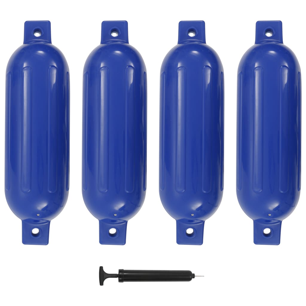 vidaXL Odbojnice do łodzi, 4 szt., niebieskie, 51x14 cm, PVC