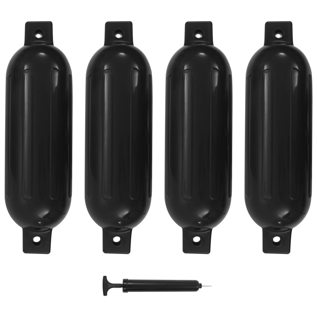 vidaXL Odbojnice do łodzi, 4 szt., czarne, 51x14 cm, PVC