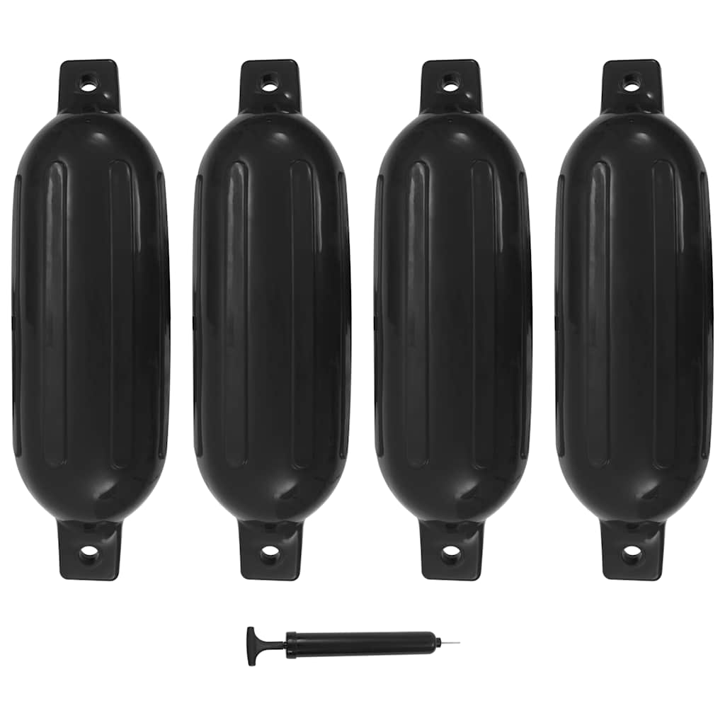 vidaXL Odbojnice do łodzi, 4 szt., czarne, 58,5x16,5 cm, PVC