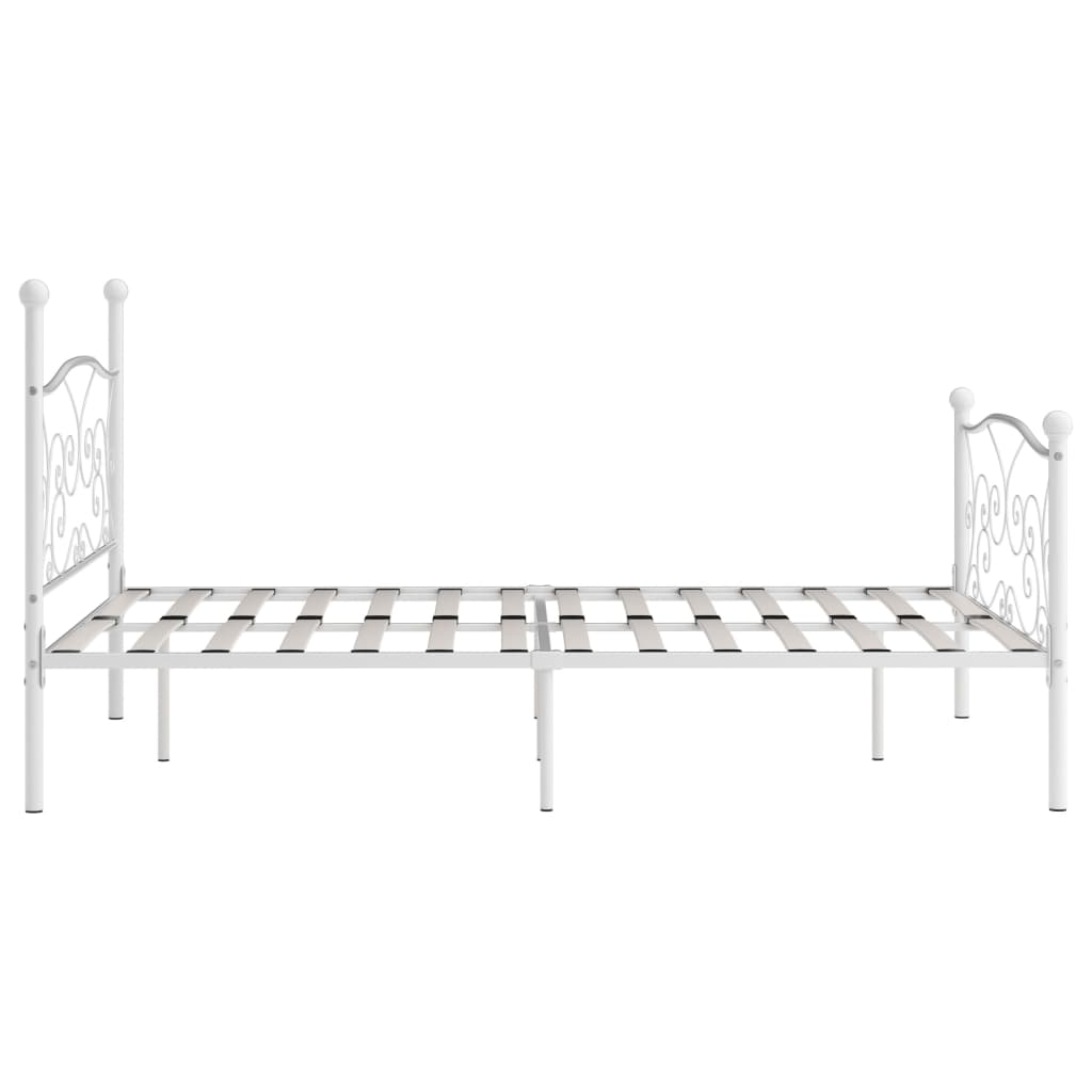 vidaXL Rama łóżka ze stelażem z listw, biała, metalowa, 120 x 200 cm
