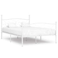 vidaXL Rama łóżka ze stelażem z listw, biała, metalowa, 160 x 200 cm