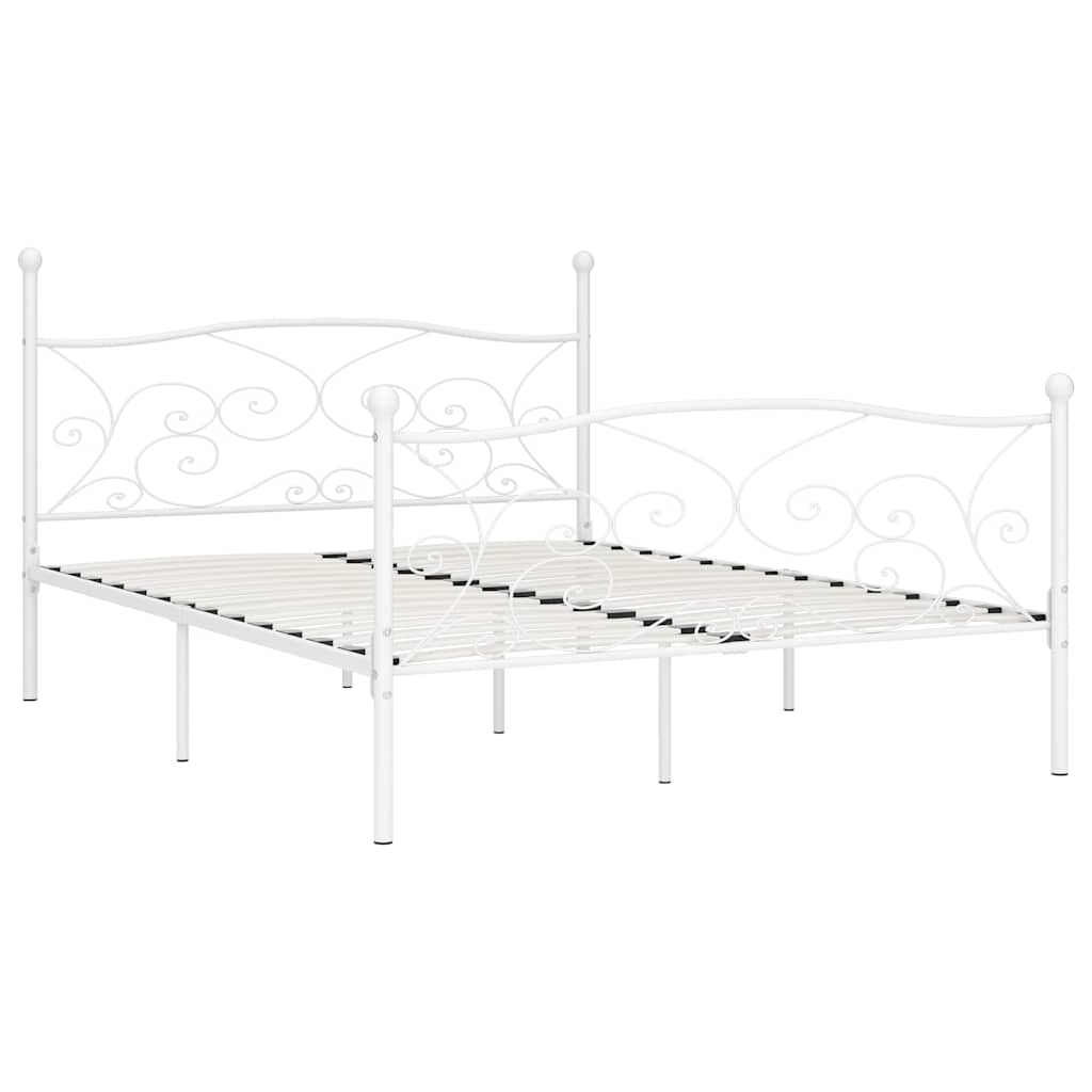vidaXL Rama łóżka ze stelażem z listw, biała, metalowa, 180 x 200 cm