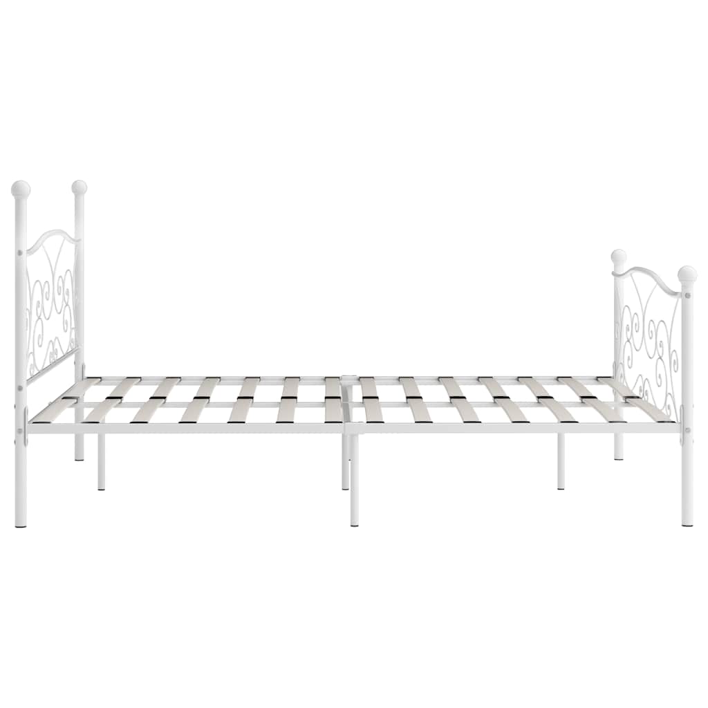 vidaXL Rama łóżka ze stelażem z listw, biała, metalowa, 180 x 200 cm