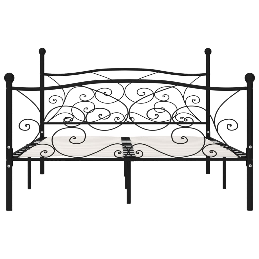 vidaXL Rama łóżka ze stelażem z listw, czarna, metalowa, 120 x 200 cm