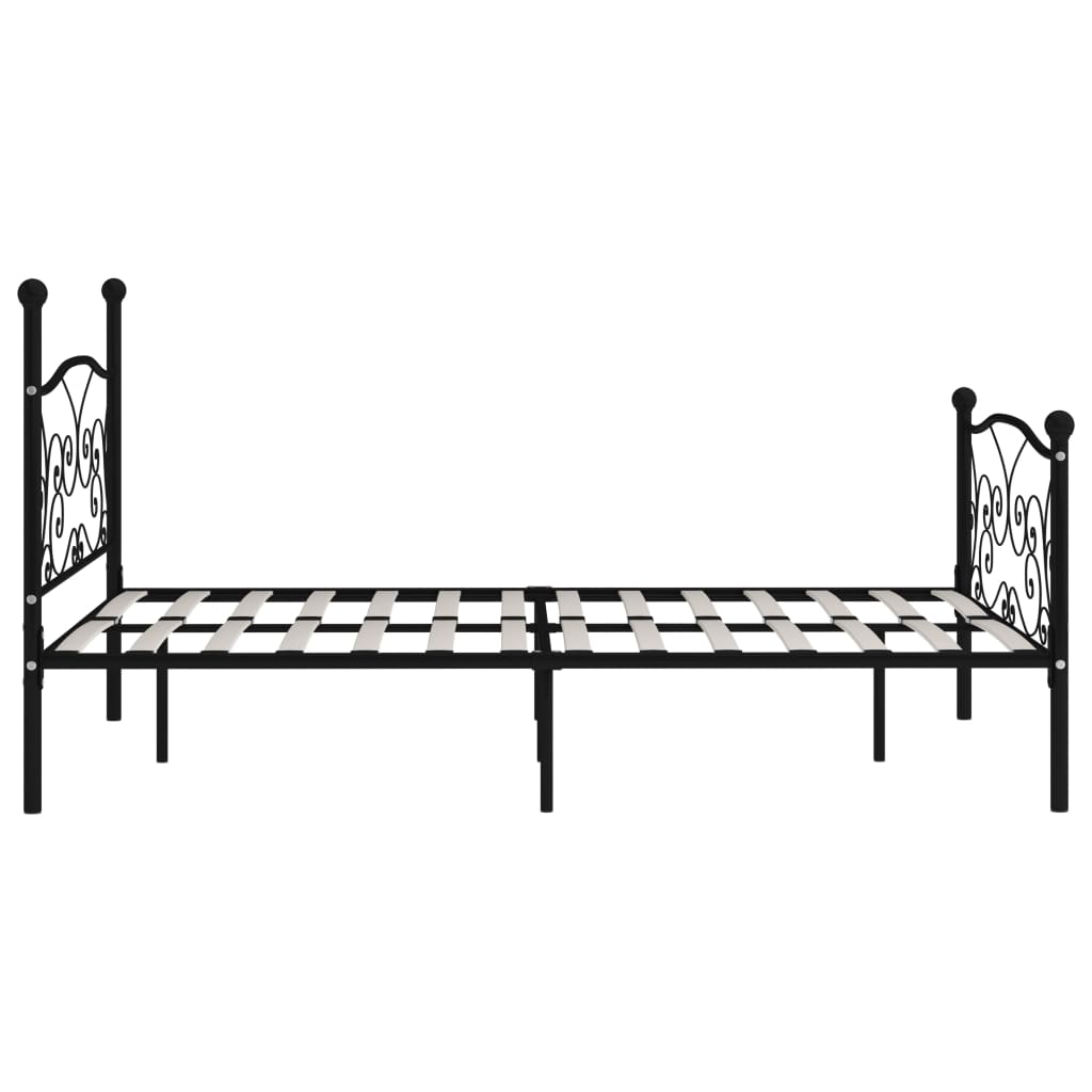 vidaXL Rama łóżka ze stelażem z listw, czarna, metalowa, 120 x 200 cm