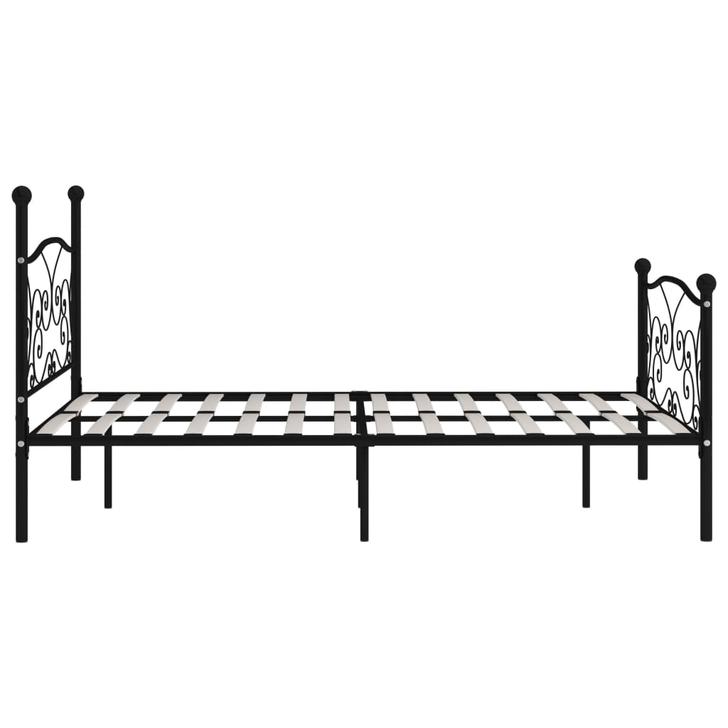 vidaXL Rama łóżka ze stelażem z listw, czarna, metalowa, 140 x 200 cm