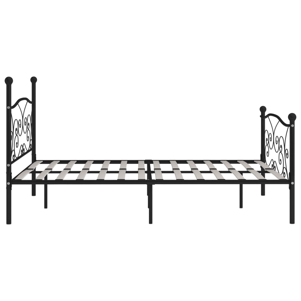 vidaXL Rama łóżka ze stelażem z listw, czarna, metalowa, 180 x 200 cm