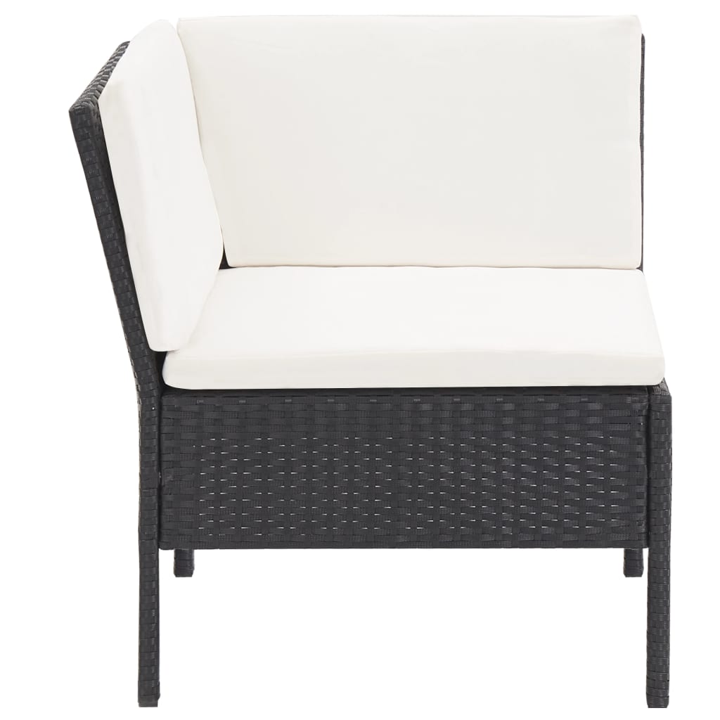 vidaXL 6-cz. zestaw mebli do ogrodu, z poduszkami, polirattan, czarny