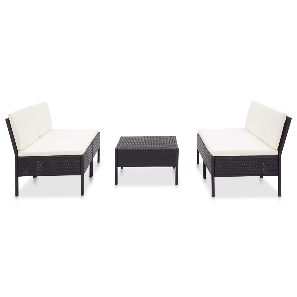 vidaXL 5-częściowa sofa ogrodowa z poduszkami, rattan PE, czarna