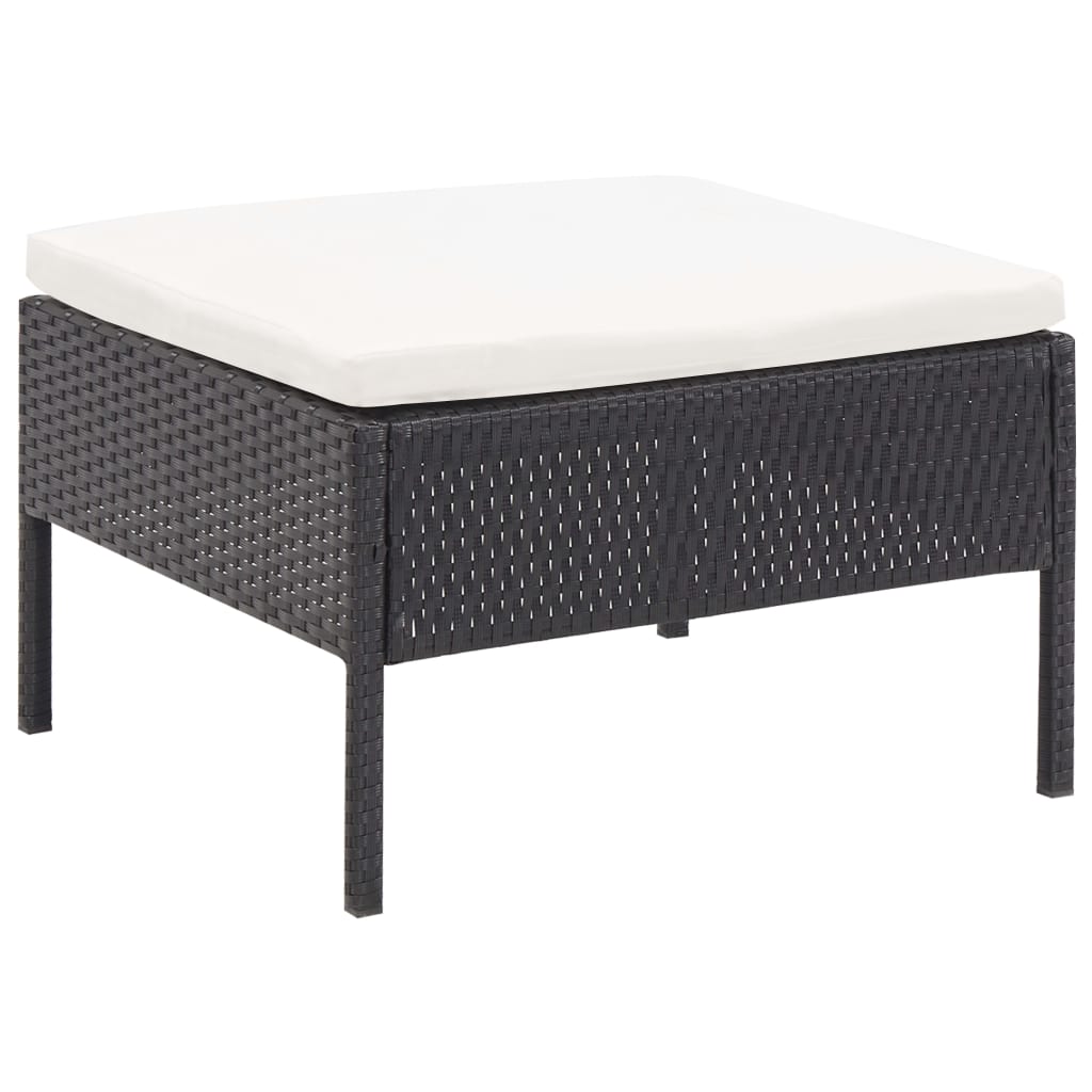 vidaXL 5-częściowa sofa ogrodowa z poduszkami, rattan PE, czarna