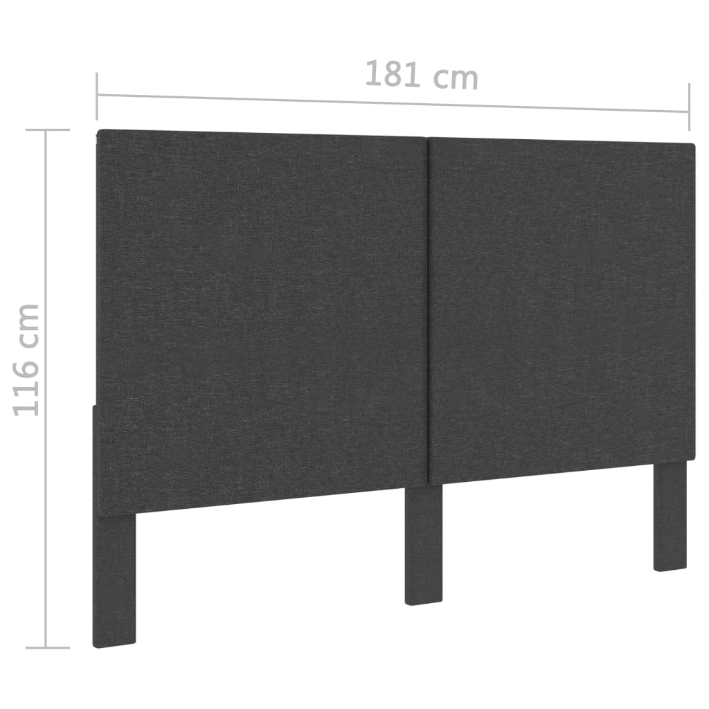 vidaXL Wezgłowie do łóżka, ciemnoszare, obite tkaniną, 180x200 cm