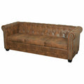 Sofa Chesterfield 3-osobowa vidaXL Brązowa Skóra Syntetyczna