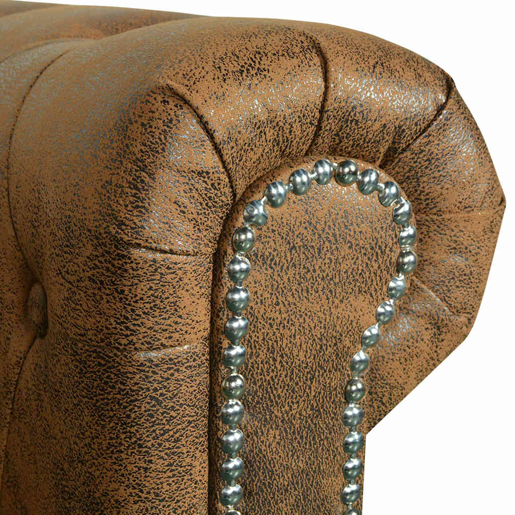 Sofa Chesterfield 3-osobowa vidaXL Brązowa Skóra Syntetyczna