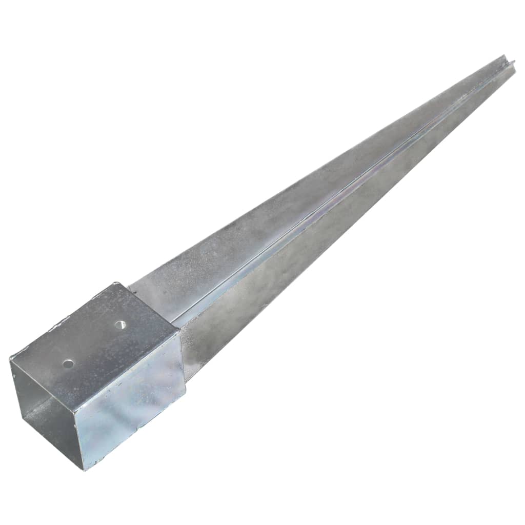 vidaXL Kołki gruntowe, 6 szt., srebrne, 10x10x76 cm, stal
