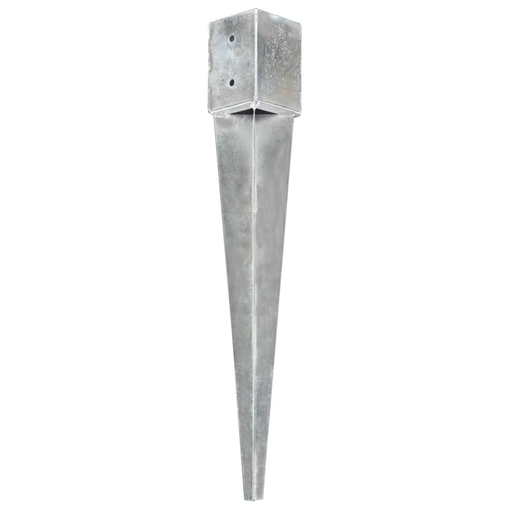 vidaXL Kołki gruntowe, 12 szt., srebrne, 10x10x76 cm, stal
