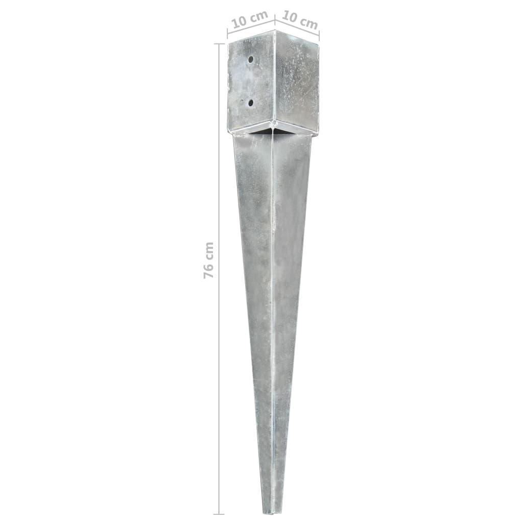 vidaXL Kołki gruntowe, 12 szt., srebrne, 10x10x76 cm, stal