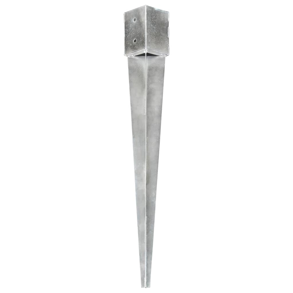 vidaXL Kołki gruntowe, 2 szt., srebrne, 12x12x89 cm, stal