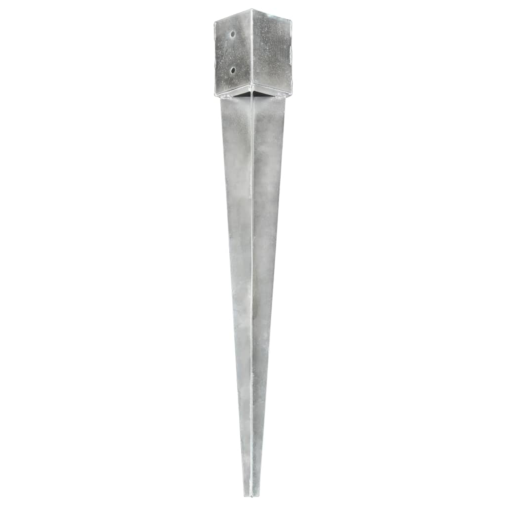 vidaXL Kołki gruntowe, 6 szt., srebrne, 12x12x89 cm, stal