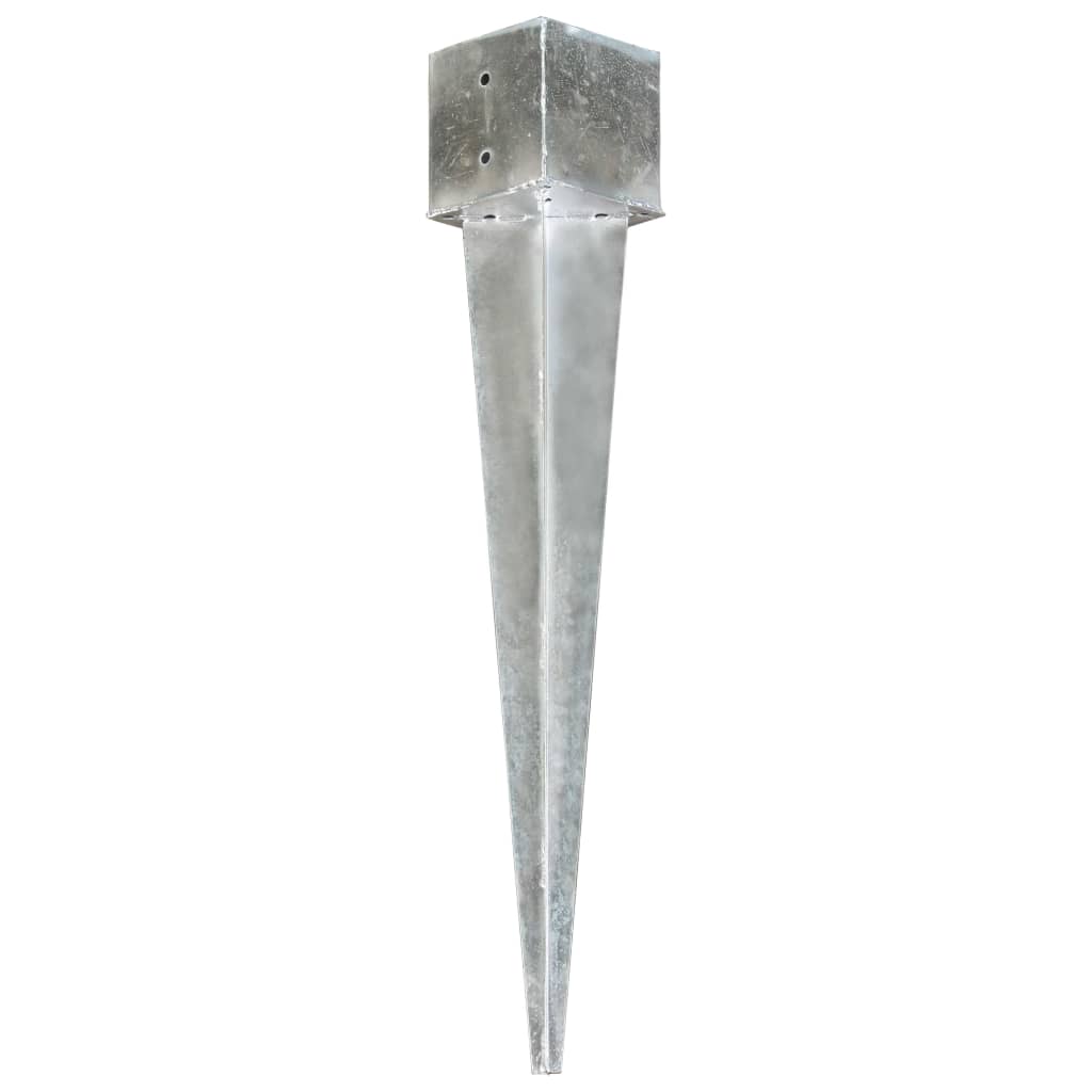 vidaXL Kołki gruntowe, 2 szt., srebrne, 14x14x91 cm, stal