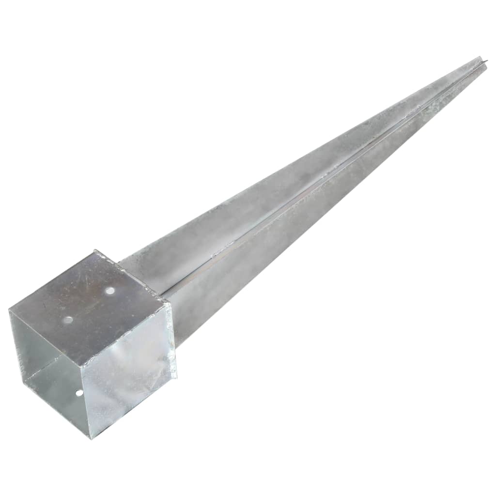 vidaXL Kołki gruntowe, 2 szt., srebrne, 14x14x91 cm, stal