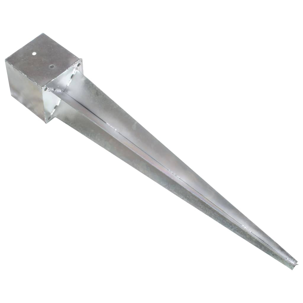 vidaXL Kołki gruntowe, 6 szt., srebrne, 14x14x91 cm, stal