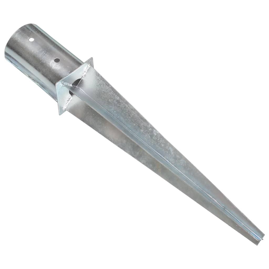 vidaXL Kołki gruntowe, 2 szt., srebrne, 8x61 cm, stal galwanizowana