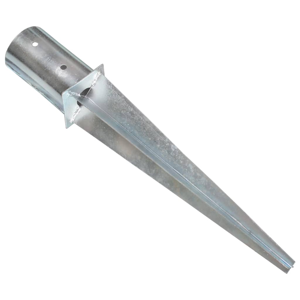 vidaXL Kołki gruntowe, 6 szt., srebrne, 8x61 cm, stal galwanizowana
