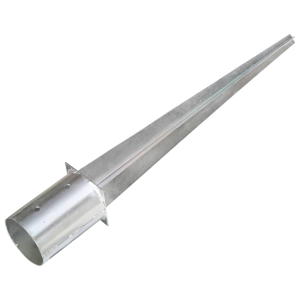 vidaXL Kołki gruntowe, 2 szt., srebrne, 10x76 cm, stal galwanizowana