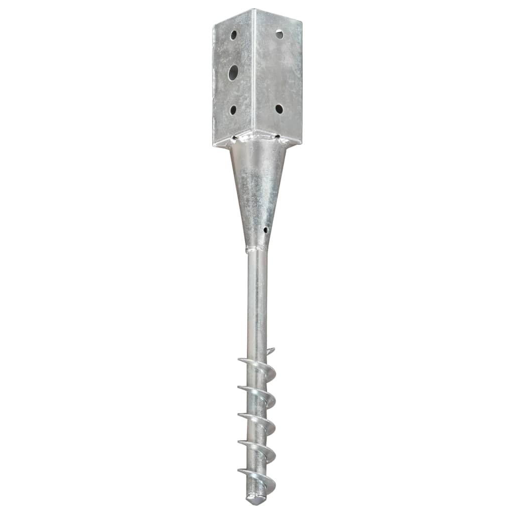 vidaXL Kołki gruntowe, 2 szt., srebrne, 10x10x57 cm, stal