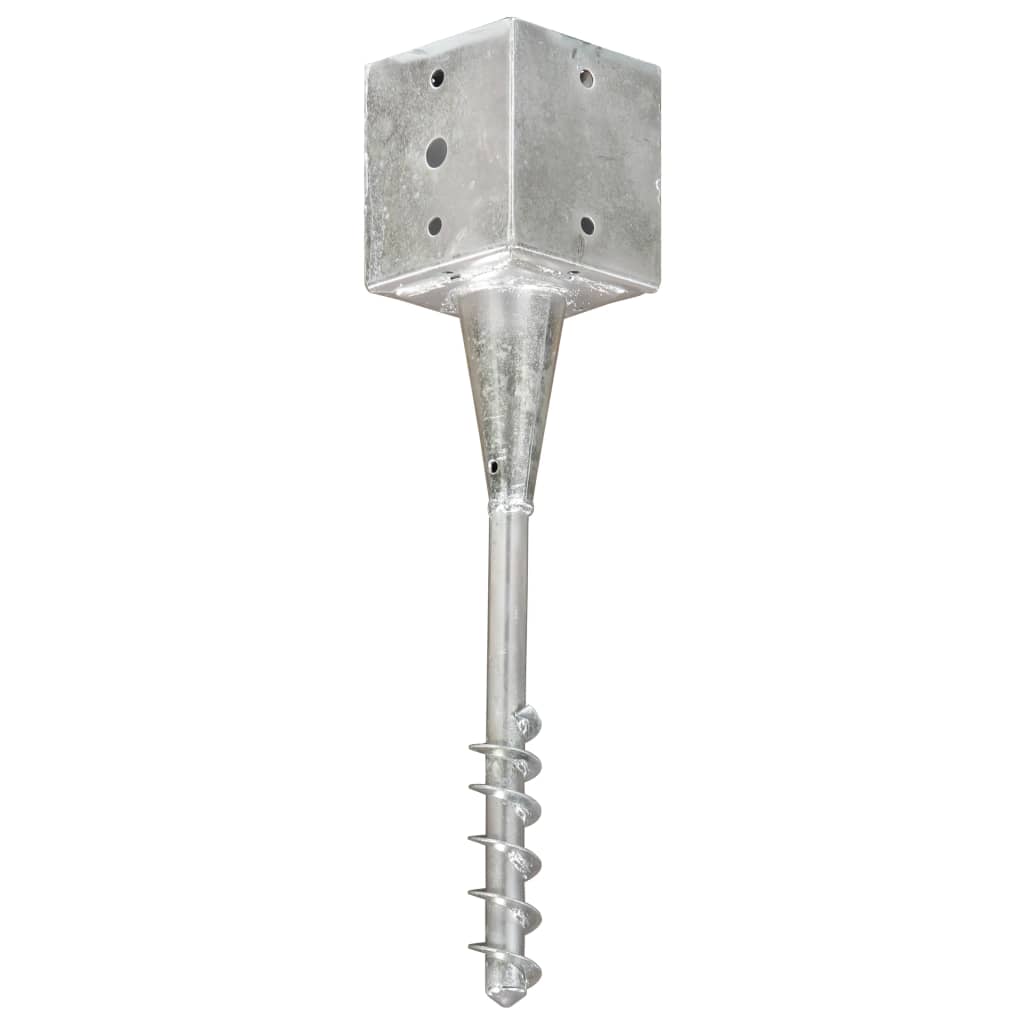 vidaXL Kołki gruntowe, 2 szt., srebrne, 12 x 12 x 56 cm, stal