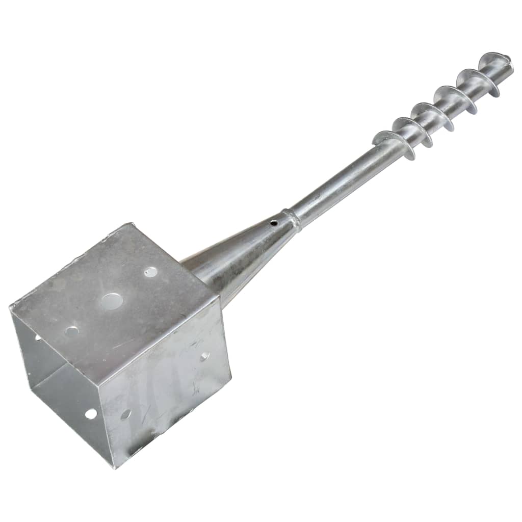 vidaXL Kołki gruntowe, 2 szt., srebrne, 12 x 12 x 56 cm, stal