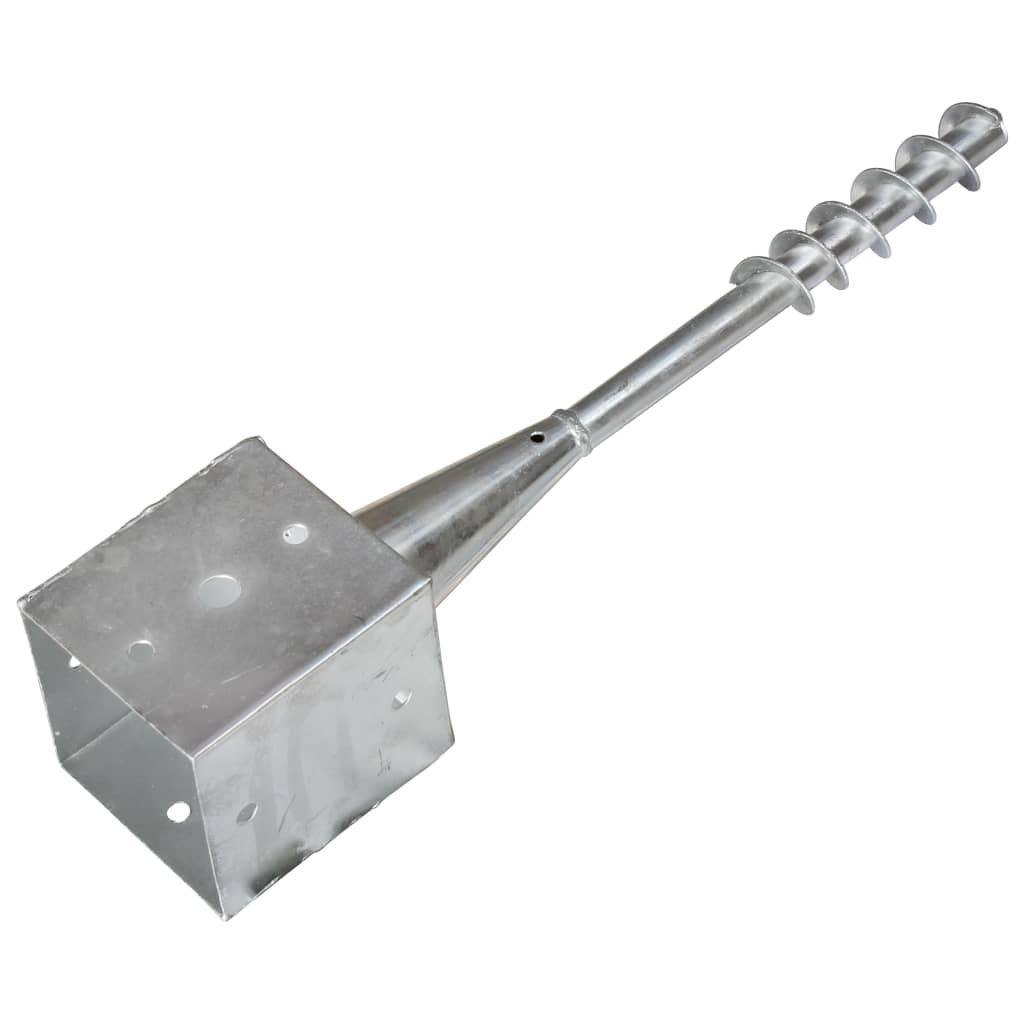 vidaXL Kołki gruntowe, 6 szt., srebrne, 12 x 12 x 56 cm, stal