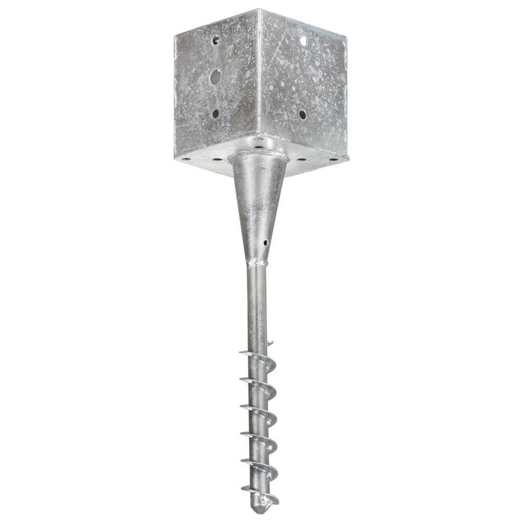vidaXL Kołki gruntowe, 6 szt., srebrne, 14 x 14 x 58 cm, stal