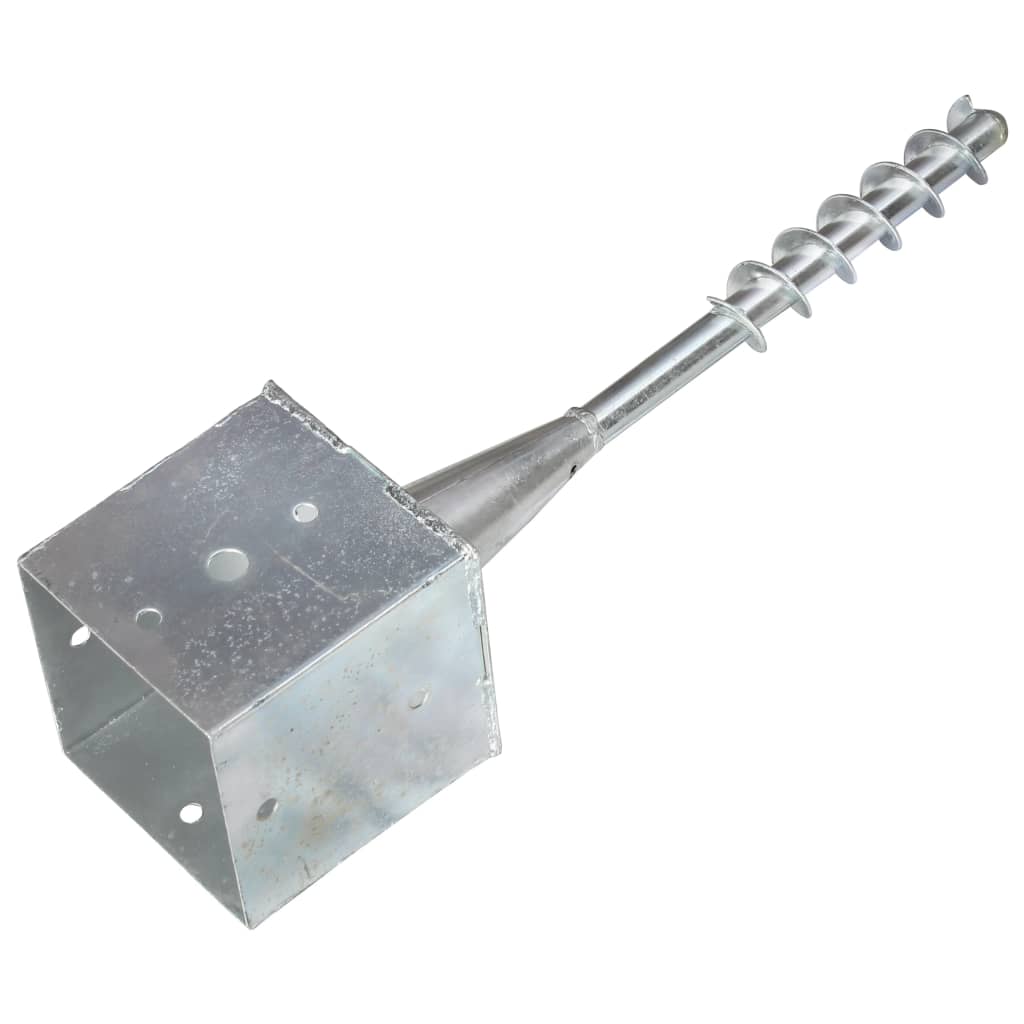 vidaXL Kołki gruntowe, 6 szt., srebrne, 14 x 14 x 58 cm, stal