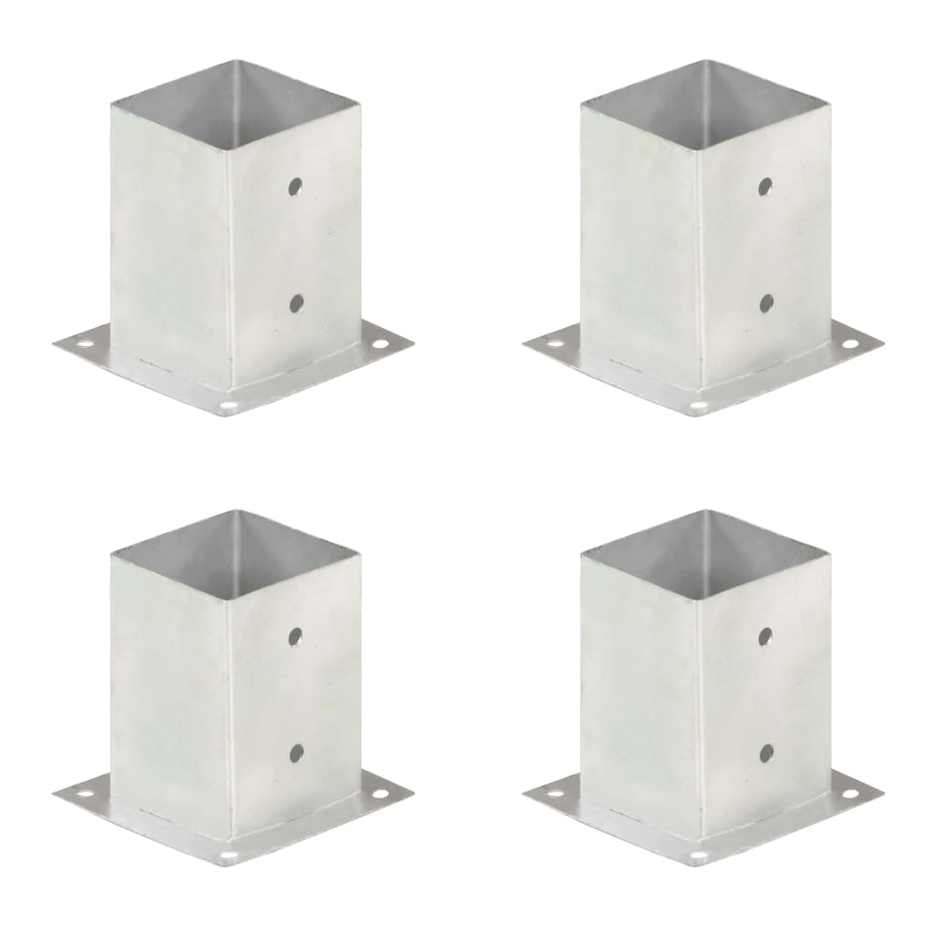 vidaXL Podstawy słupów, 4 szt., galwanizowany metal, 101 mm