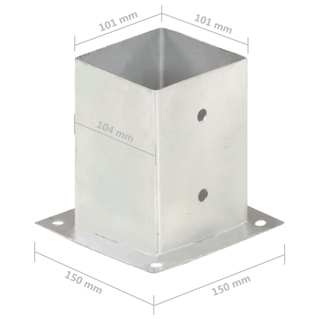 vidaXL Podstawy słupów, 4 szt., galwanizowany metal, 101 mm