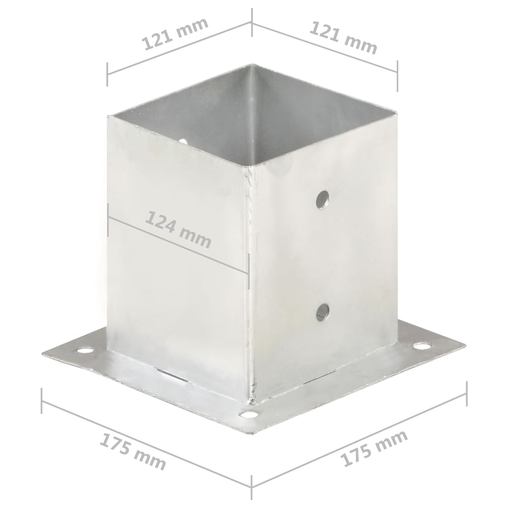 vidaXL Podstawy słupów, 4 szt., galwanizowany metal, 121 mm